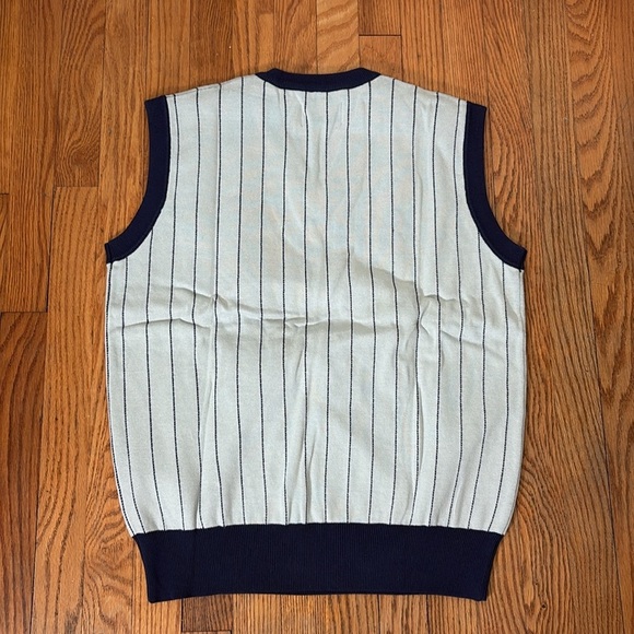 Bogey Boys V-Neck Pinestripe Sweater Vest Grey navy Men’s size M NWT golf - Picture 2 of 9